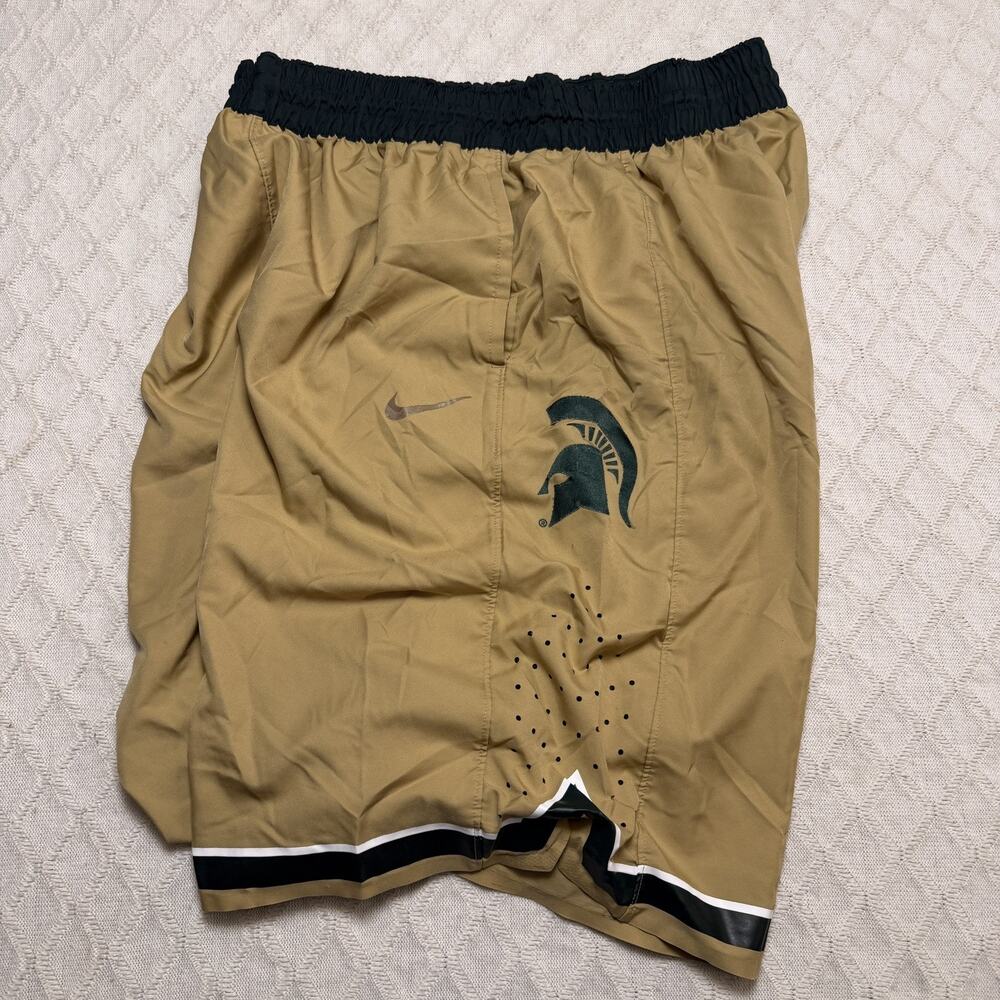 Nike Elite Michigan State Basketball Shorts Bronze Rare Spartans Men 2XL